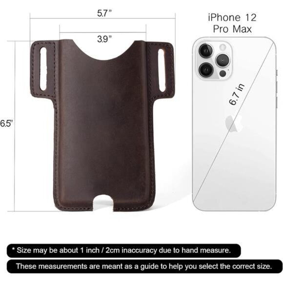 Leather Cell Phone Holster for Belt,Phone Case Leather, Belt Cell Phone Holder - Picture 5 of 8
